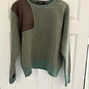 NWT Ralph Lauren Black Label Green and Brown Waffle Knit Sweater